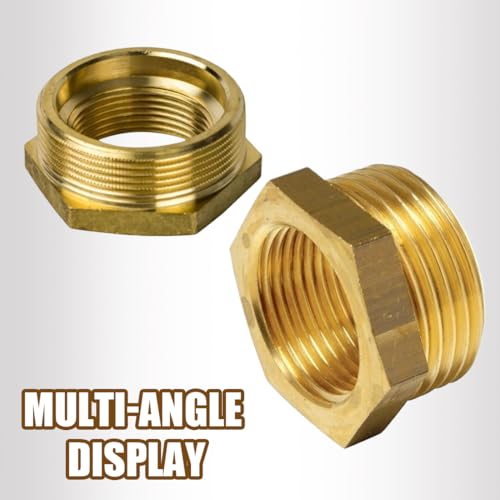 2 Stück Messing Reduzierstück 3/4 auf 1/2 Zoll adapter, AG/IG Reduzierung, Außengewinde auf Innengewinde Nippel, Zoll Innengewinde, Reduziernippel für Industrie, Gewerbe und Haushalt