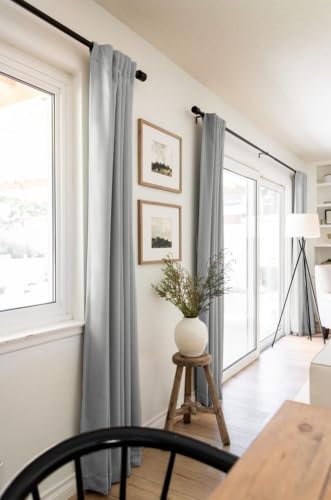 Image of 100% Blackout Shield Linen Blackout Curtains for Bedroom 63 Inches Long, Back Tab /Rod Pocket Living Room Drapes, Thermal Insulated Blackout Curtains 2 Panels Set, 50 inch W x 63 inch L, Grey