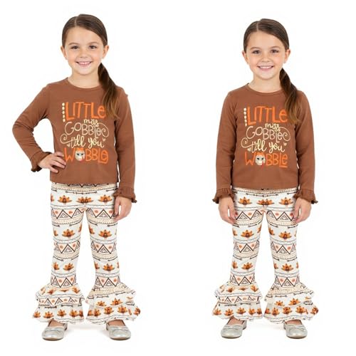 Image of Unique Baby 2 Piece Girls Double Ruffle Leggings and Long Sleeve Shirt Clothes Set Kid and Toddler Girl Outfit