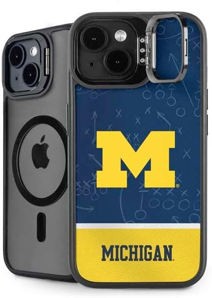 Skinit Kickstand Phone Case Compatible with iPhone 15 - Officially Licensed University of Michigan M Logo Yellow Design