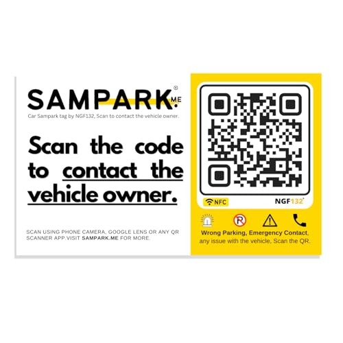 Image of (Pack of 1 Car Tags) NGF132 Contact Stickers for Car and Bike Owners. People can Contact You for Your Parked Vehicle Without Getting Your Phone Number. Sampark.me