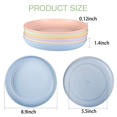 Oamceg 6 Pack Reusable Plastic Plates 9 Inch Unbreakable Eco-Friendly Lightweight Wheat Straw Plates, Salad Plates, Camping Plates, Dishwasher & Microwave Safe, Bpa Free, Green And Healthy Dishes #TOP1