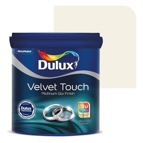Image of Dulux Platinum Glo Super Premium Interior Emulsion Paint For Walls With 6 Years Warranty| Rich Matte Finish | Dirt & Dust Resistant | Smooth Colors, Off White(10 Litre,Crisp Linen)