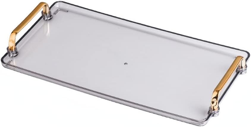 Bathroom Countertop Acrylic Vanity Tray Organizer with Gold Handles Perfume Candle Cosmetic Jewelry Decorative Counter Tray Skincare Soap Makeup Dish Plate Dresser Table Organizer XL (Space Gray)