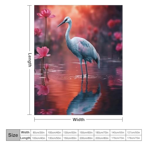 Couverture polaire en flanelle imprimée grue blanche pour un nid douillet
