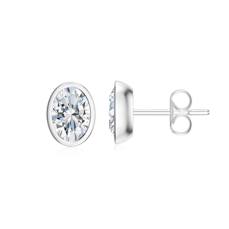 Image of Silvershake 6MM Round Shape Bazel Set Birthstone Gemstone 925 Sterling Silver Stud Post Earrings Jewelry for Business Women or Teens