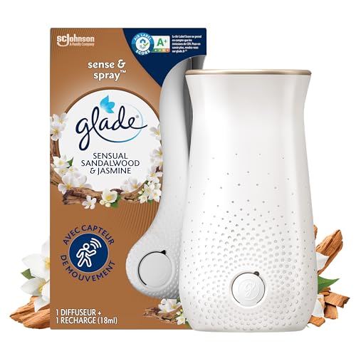 Glade Sense & Spray Diffuseur à Détection de Mouvement - Infusé Aux Huiles Essentielles - Jusqu'à 2 Mois de Parfum - Sensual Sandalwood & Jasmine - 1...