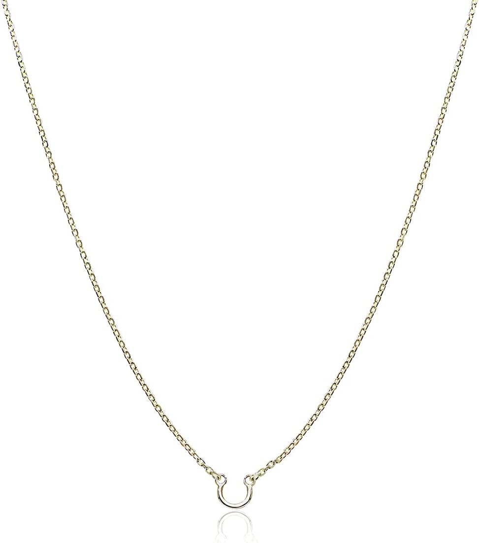 Honolulu Jewelry Company 14K Solid Gold 1.2mm Adjustable Cable Chain Necklace - Clasp stays in back with Pendant Saddle (TM)