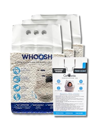 CatGenie Whoosh Super Clumping Natural Cat Litter 3+1 Pack with SaniSolution Cartridge (Fresh Scent Cartridge)