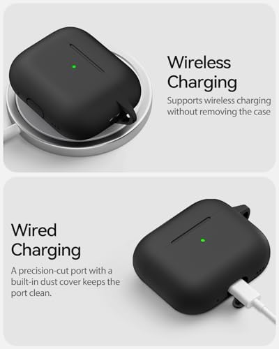 TNSNK für AirPods Pro 3 Hülle (2025), Silikon Stoßfeste Schutzhülle mit Clean Kit & Keychain, Support Wireless Charging - für AirPods Pro 3 (2025), A10-Black