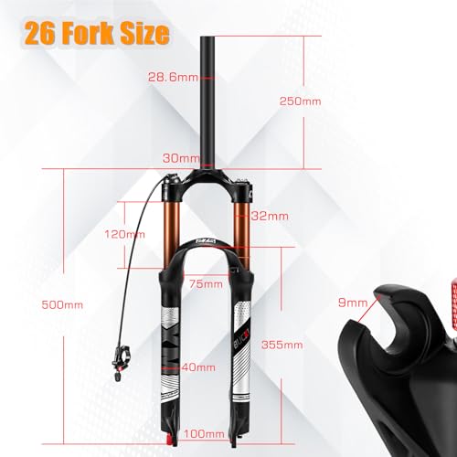 image for BUCKLOS 26/27.5/29 Travel 120mm MTB Air Suspension Fork, Rebound Adjus