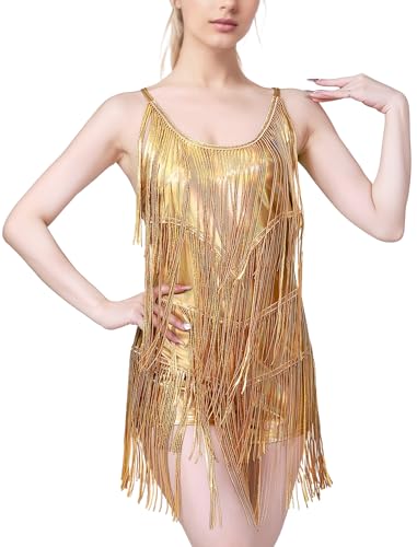 Robe de danse latine à franges scintillantes style paillettes