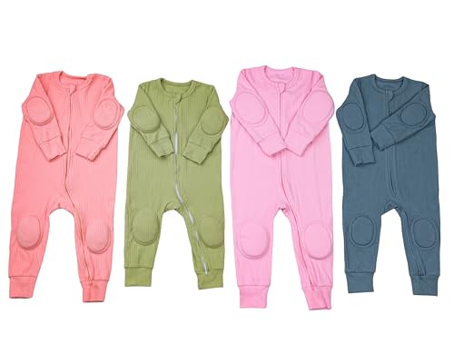 Premium Baby Romper Onesie - 100% Cotton, Double Zipper, Knee & Elbow Pads Extra Saftey with Peace of Mind2