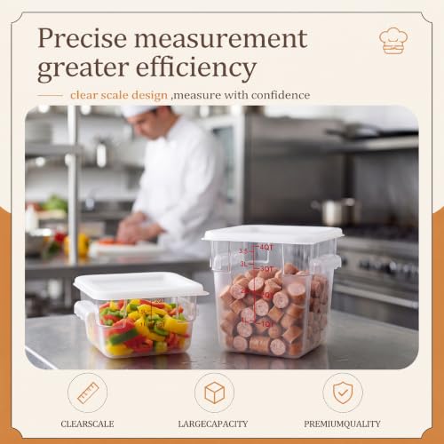 Image of Ziliny 2 Pcs 4 Qt & 2 Qt Square Food Storage Container with Lid, White