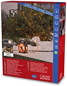 Konstsmide Micro LED Cable Reel Christmas Fairy Lights/Outdoor or Indoor (IP44) Plug in / 200 Warm White Diodes/Black Cable String Lights