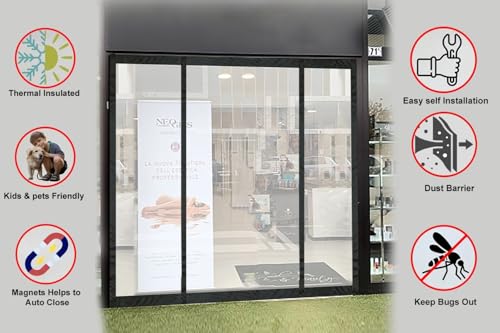 Image of The Furnishing Tree Magnetic AC Curtain | Transparent, Thermal-Insulated Door Screen | Hands-Free for Shops, Kitchens, Bedrooms, and AC Rooms, Fit Doors Upto - WxH(94 inchx78 inch), PVC Thickness 0.20 mm.