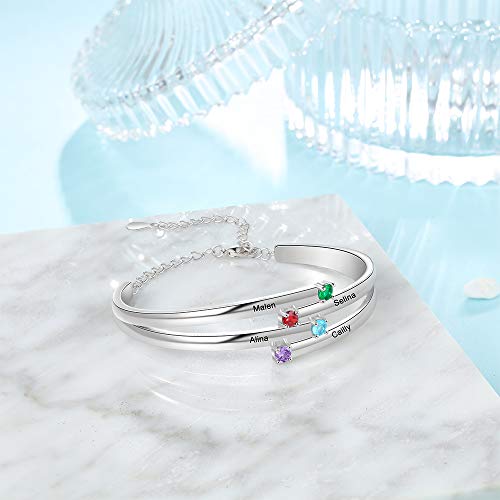 image for LanM Mom Bracelet Custom Name Bracelets for Womens Personalized 4 Birt