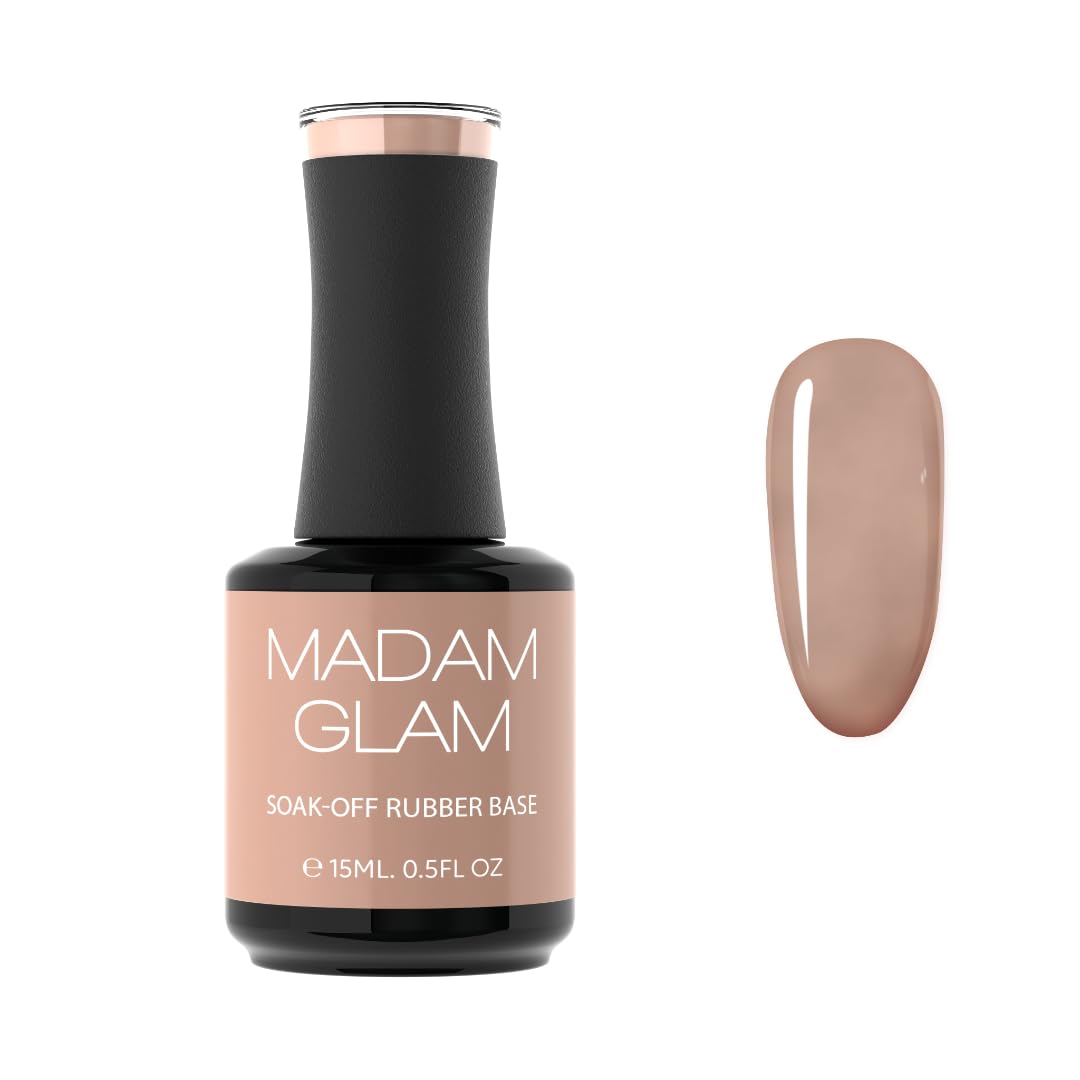 Madam Glam Rubber Base 15 ml UV/LED Gel Polish (Nude, 0.5 Fl Oz)