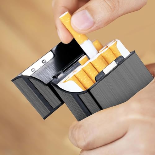 Image of Metal Cigarette Case,Cigarette Holder,Magnetic Opening Closure,Holds 20 Cigarettes (Black)