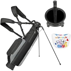 Lightweight Golf Stand Bag for Driving Range & Executive Courses, 2/3 Way Divider Sunday Carry Bag with Auto-Pop Stand, 5 Pockets & Ergonomic Straps, Includes Premium Putter Cover 6-7 Clubs