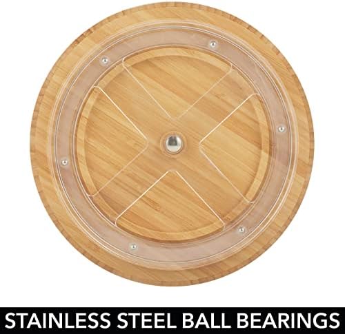 mDesign Rotatable Spice Rack  Bamboo Spice Stand for Pepper, Baking Ingredients and Preserves  Round Kitchen Shelf for Sideboard and Kitchen Cupboard  Natural