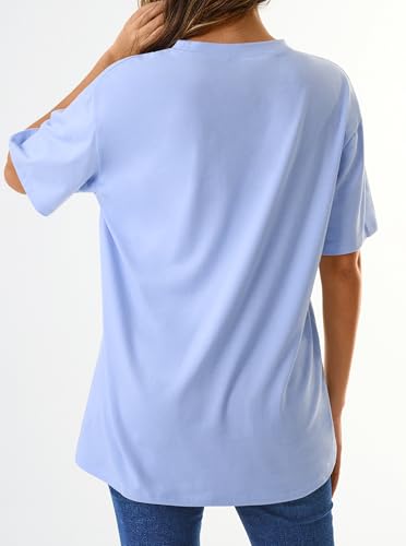 Remidoo Women's Casual Short Sleeve Graphic Oversized T Shirt Loose Letter Print Tee Top Blouse4