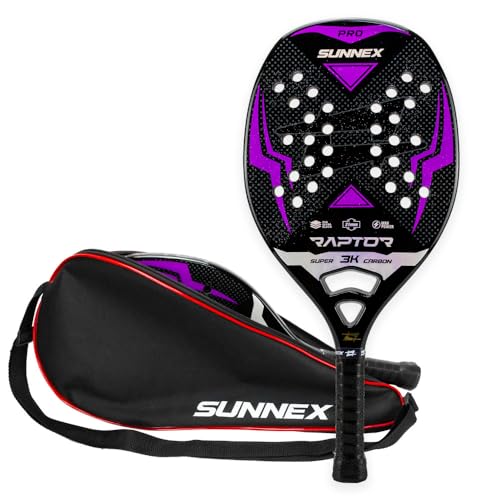 Sunnex - Raquete Beach Tennis Carbono 3K Pro Sunnex Raptor Roxo
