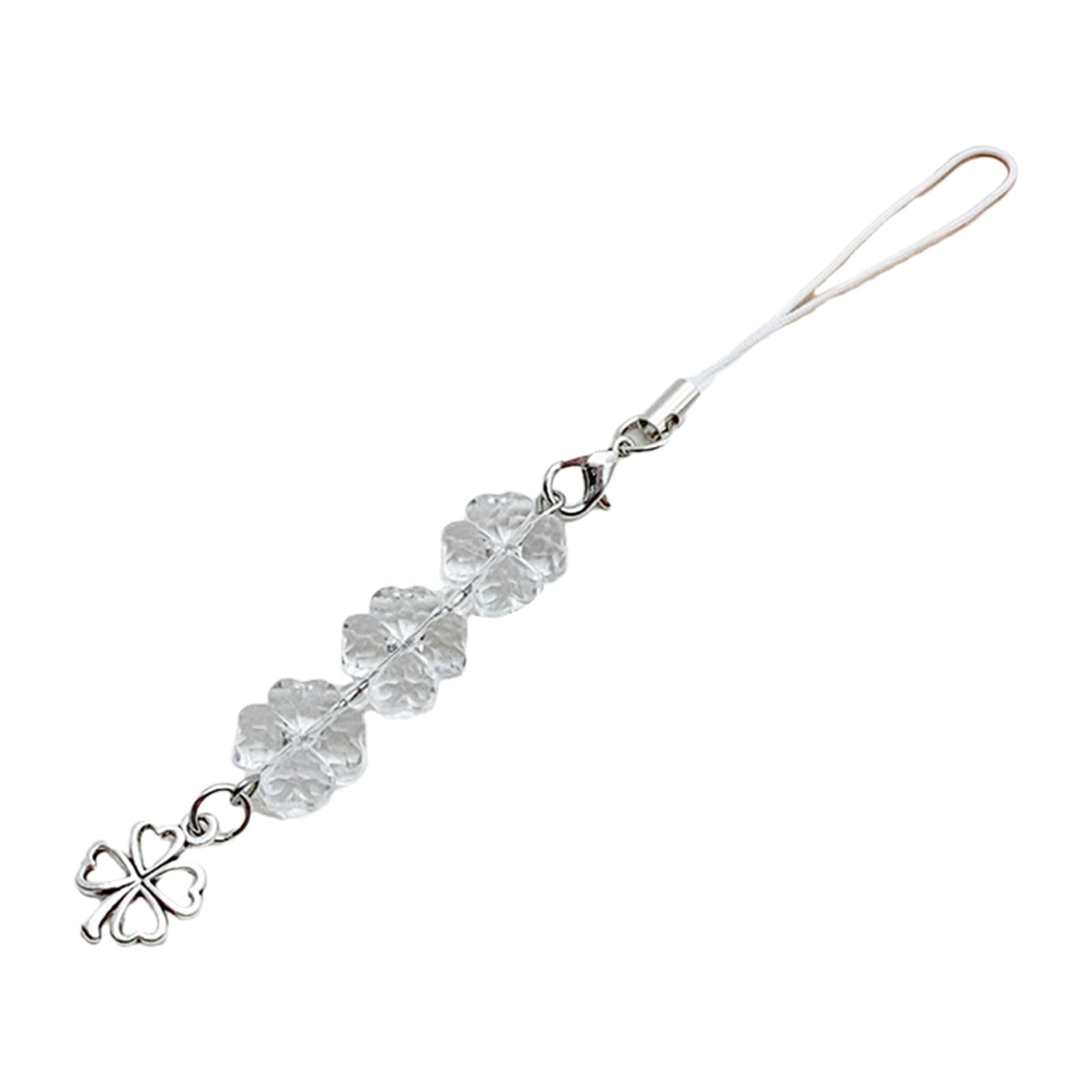 NVOQILIN Colorful Acrylic Beaded Phone Strap Clovers/Tulips Charm Keychain Bag Accessory