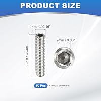 PATIKIL 50 Stück Madenschraube M4 x 18mm, 304 Edelstahl Madenschrauben Set für Türklinken Halterung Möbel Lampen Wasserhahn Reparaturen, Silber Innensechskant Gewindestifte Schrauben Set – Ansicht 2