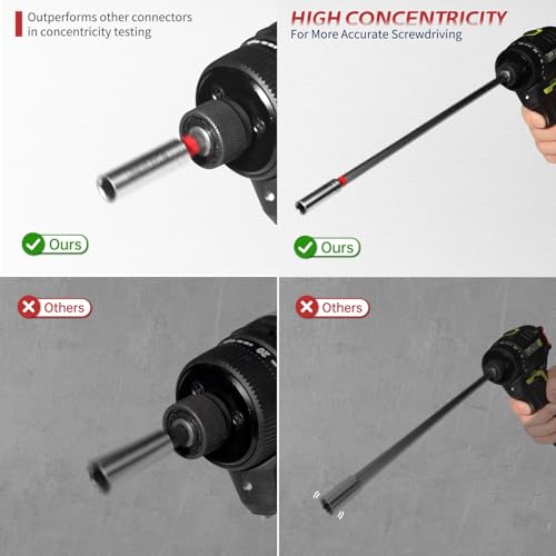 ColumPRO 5-tlg. Magnetisches Bithalter Set aus S2-Stahl – Bit Verlängerung 60, 100, 150, 300 mm – 1/4\ Sechskantschaft für Schlagschrauber & Akkuschrauber – Extra Starker Magnet