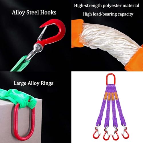 Heavy Duty 4 Leg Chain Sling, Alloy Steel Grab Webb Webbing for Hoist, 6613 Lbs Capacity, Safe Cargo Handling & Towing, Anti Twist Ratchet Strap do odzyskiwania silnika i dekompensacji