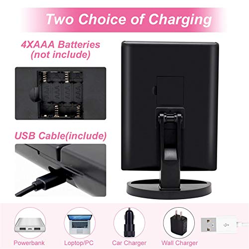 Fascinate Trifold Lighted Makeup Mirror 3 Color Lights 72 Leds Makeup Vanity Mirror With 10X/3X/2X/1X Magnification, Cord & Cordless, 180°Rotation Portable High-Definition Cosmetic Mirror (Black) #TOP5