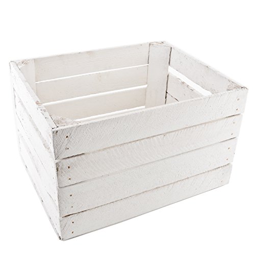 Caisse en bois rétro 40u00a0x 50u00a0x 30u00a0cm Cagette décorative vieillie pour vin fruits, Bois, Weiss, 40x50x30cm