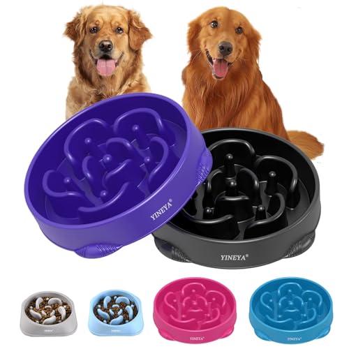 YINEYA Comedero Lento para Perros Interactivo para Detener la hinchazón, Divertido Alternativo, Antideslizante, Comida Lenta, para Mascotas, Cuenco de Comida Lenta