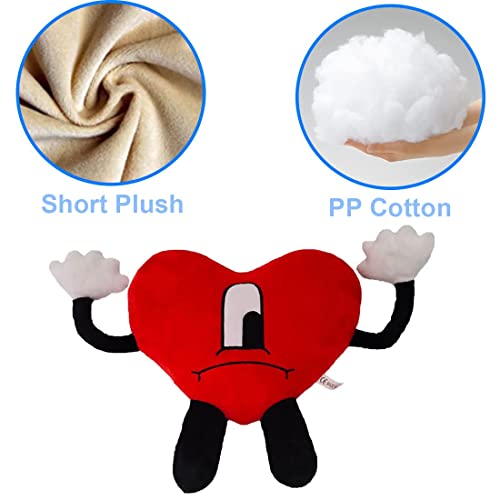 Dirolvon Bad Cut Bunny Plush Un Verano Sin Ti Plush Red Heart Plushies Doll Cute Stuffed Heart Shape Plush Toy Gifts For Fans #TOP2