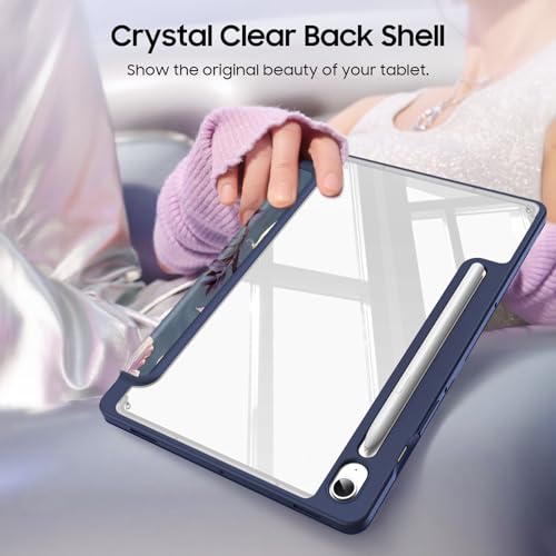 Image of Fintie Hybrid Slim Case for Samsung Galaxy Tab S9 FE 10.9 Inch /Galaxy Tab S9 11 Inch 2023 with S Pen Holder, Shockproof Cover with Clear Transparent Back Shell, Auto Wake /Sleep, Blooming Hibiscus | Tri-Fold Stand, Shockproof TPU Bumper, Auto Wake /Sleep, for Office & Entertainment, Blooming Hibiscus