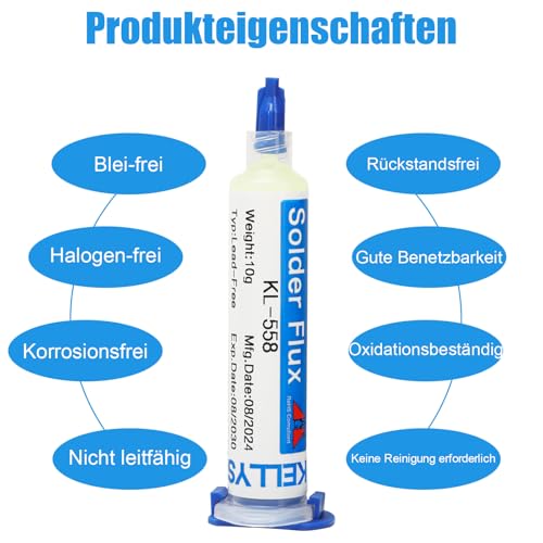 KELLYSHUN KL-558 Flussmittel Löten,10ML No-Clean Bleifreies Kolophonium Flussmittel(1 Stück)2.5MM/1.5M Entlötlitze(3 Stück) Geeignet Für Handy-Lötungen,BGA,Haushaltsgerätereparaturen