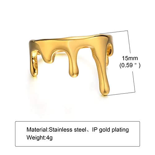 Meilord Fashion Water Drop Ring Stainless Steel Lava Drip Thumb Band Rings Personalized Rock Punk Hip Hop Statement Rings for Women,Size6-8 by Meilord - Used condition - Image 2