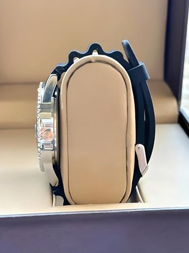 Image of AMERICANVIBER Analog Watch for Men with Black Dial, Round Case, Black Rubber Strap, Rotating Bezel, Date Display and Quartz Movement, Black Silver