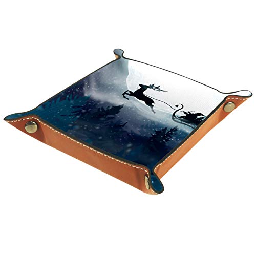 MUMIMI - Caja de almacenamiento para joyas, anillo y pendientes, caja de joyería de Papá Noel volando en un trineo con un ciervo