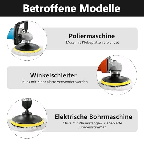 VZU 5 Stück Polierpads 150mm, Lammwolle Polierscheiben, Wollhaube Polierpad, Wollpad Wollpuffer Polierhauben Lammfell für Auto, Autoscheinwerfer, Korkböden, Exzenterschleifer (Weiße)