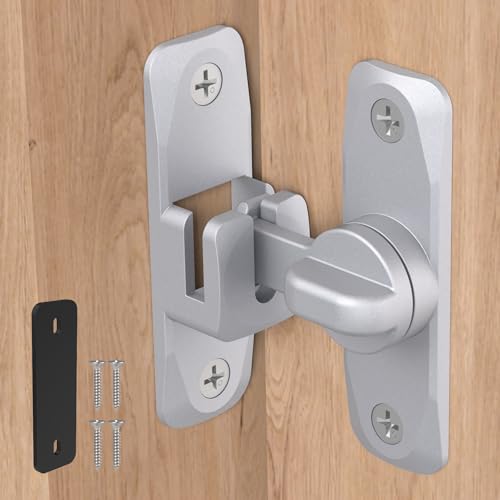 SecureLatch Silver Sliding Door Lock 90/180 Degree Barn Internal Door Latch for Bathroom Bedroom Toilet Small Bolt Lock with 3mm Spacer (Silver-1PC)