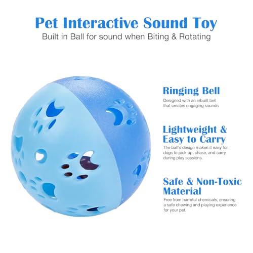 Image of Interactive Play Bell Ball for Dogs and Pets |Durable and Attractive 10 cm Ball |Playing and Attractive Bell Ball for Dogs and Puppies (Blue)