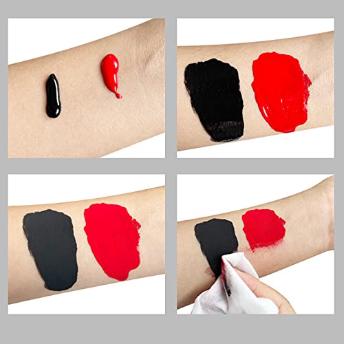 Meicoly Black Cream Face Body Paint,2.1Oz Water Soluble Non-Toxic Hypoallergenic,Smudge-Proof Liquid Full Body Paint, For Halloween Sfx Special Effects Cosplay Clown Makeup Fantasy,Black #TOP4