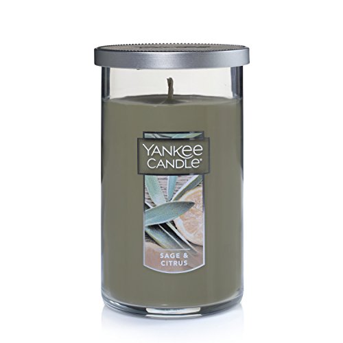 Yankee Candle Sage & Citrus Scented, Classic 12oz Medium Perfect Pillar Single Wick Candle, Over 80 Hours of Burn Time