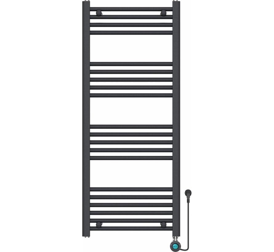 Elektrischer Handtuchheizkörper mit Digitalem Thermostat 1200x500 mm Schwarz Matt – 500W Badheizkörper Energieeffizienter Handtuchheizer Wandmontage Handtuchtrockner Plug & Play