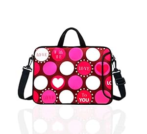 10-Inch Laptop Shoulder Bag Sleeve Case with padded handle for 9.6” 9.7" 10" 10.1" 10.5" Ipad/Netbook/Tablet/Reader (Red Heart)