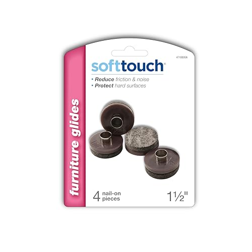 Nail-On Heavy Duty Felt Pads for Wood Furniture and Hard Floor Surfaces – Protect your Hard Floor Surfaces from Scratches, 1-1/2” Round Furniture Protectors, Walnut Brown (4 Pieces)