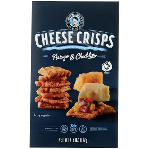 Six 4.5-oz cartons John Wm. Macy's Asiago & Cheddar CheeseCrisps Cover