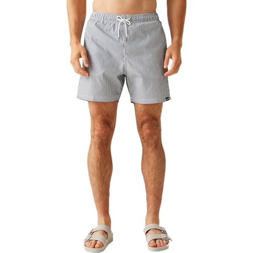 Regatta Loras - Bañador para hombre, Rayas de sirsaca azul marino, Medium